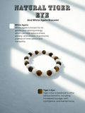 Ishhaara Natural Tiger Eye And White Agate Bracelet