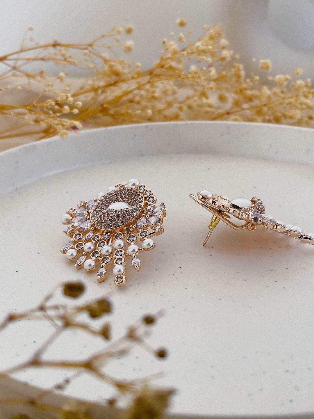 Ishhaara Noir Earrings With Glinting Swarovski Stones