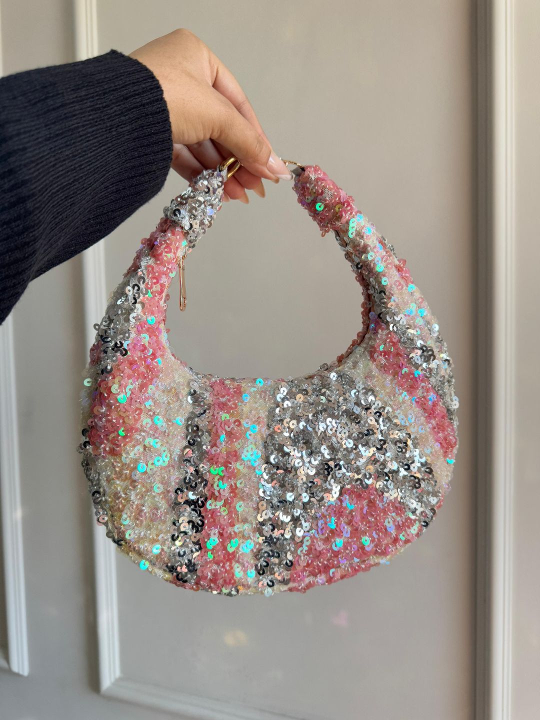 Ishhaara Off White Moon Bags In Designer Fabric