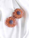 Ishhaara Orange Cubic Zirconia Decor Stud Earrings