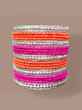 Ishhaara Orange German Silver Silver Plated Handcrafted Cuff Bracelet