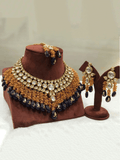 Ishhaara Kundan Coral Precious Stone Set