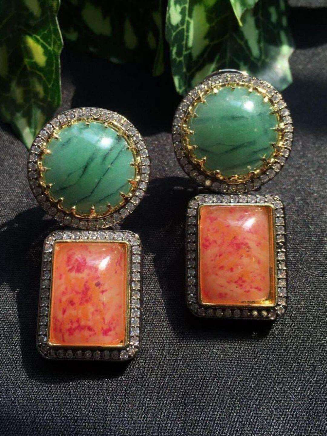 Ishhaara Multicolor Doublette Stone Earrings