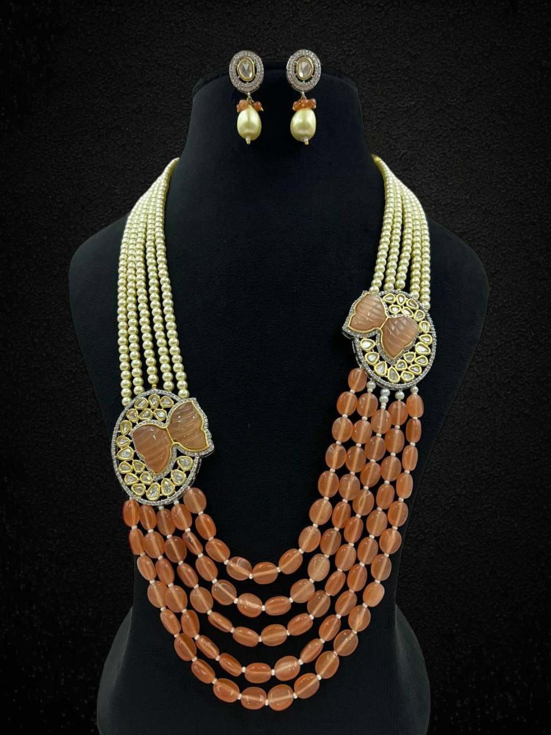 Ishhaara Pink Peacock Polki Meenakari Necklace