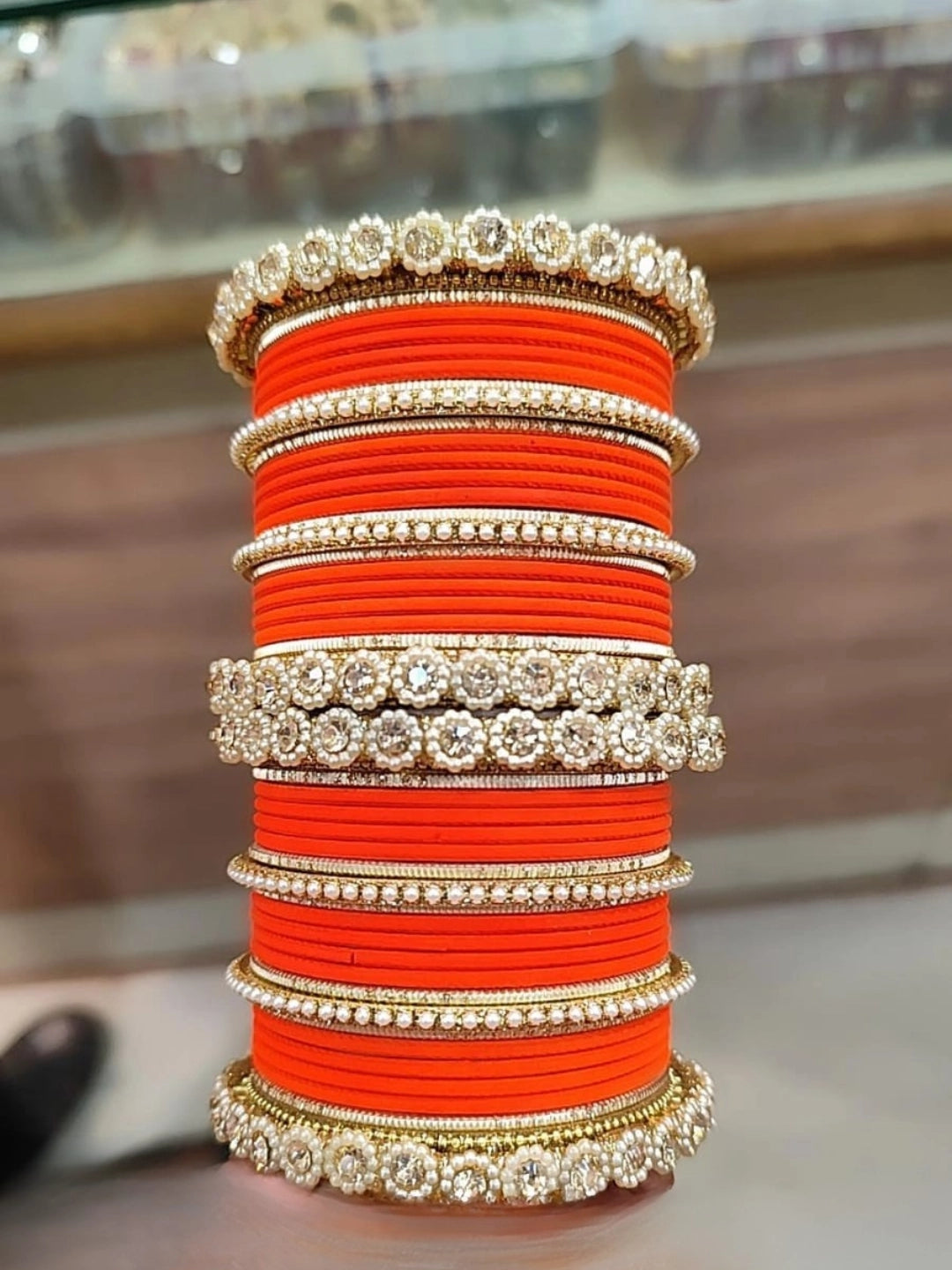 Ishhaara Orange Pearl And Kundan Studded Bridal Chooda