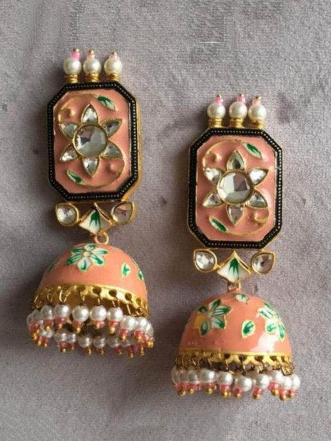 Ishhaara Rectangular Meena Jumki Earring