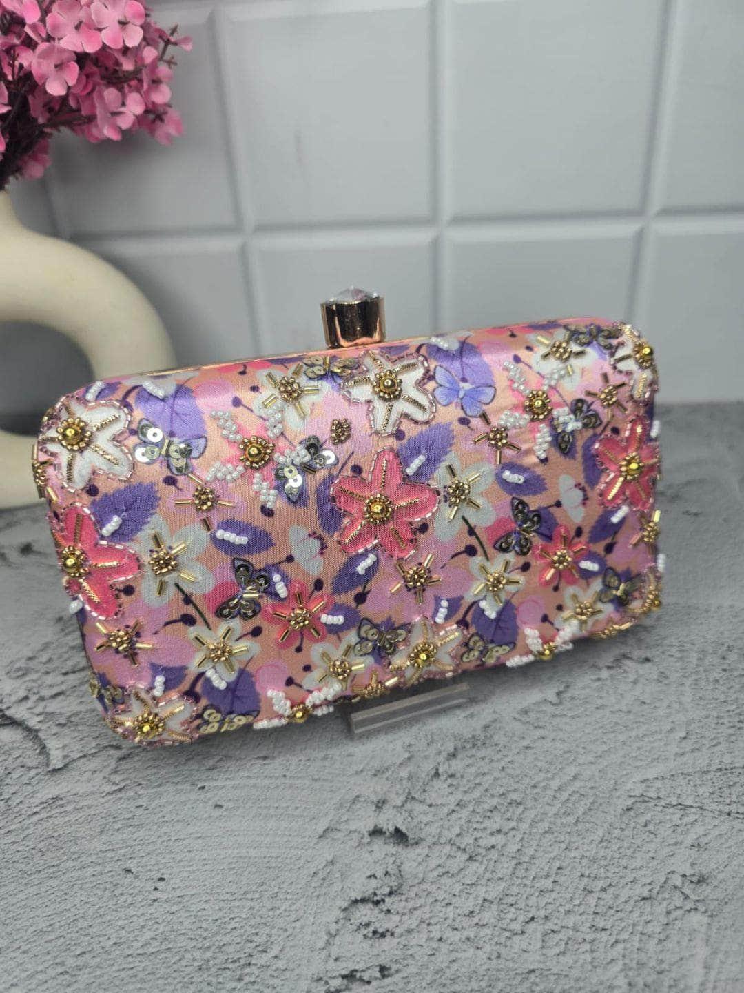 Ishhaara Orchid Pink Artistic Clutch Purse