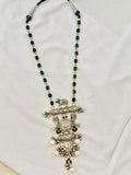 Ishhaara Ankush Bahuguna In Oxidised Necklace With Green Beads