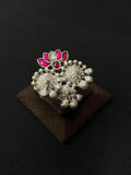 Ishhaara Oxidised Red Stone Rings With Ghungroo
