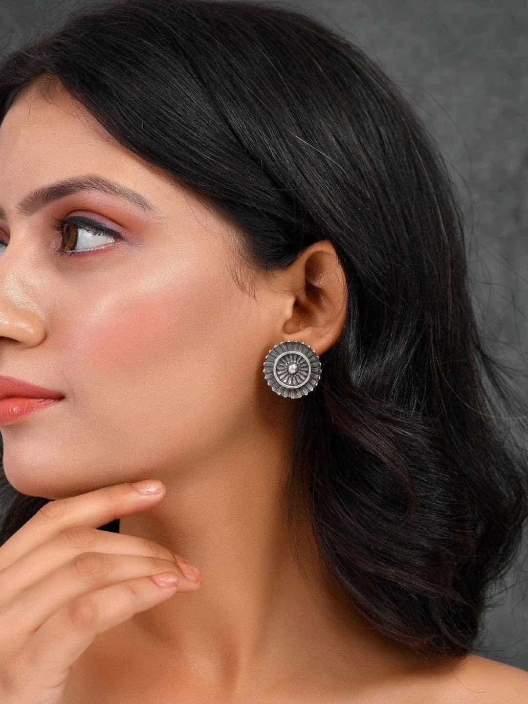 Ishhaara Oxidised Sun Chakra Stud Earing