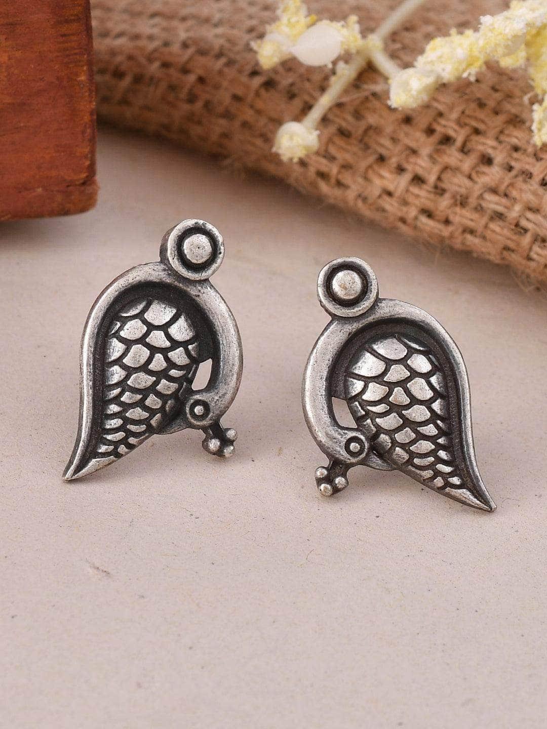 Ishhaara Oxidized Mayur Parna Stud Earrings