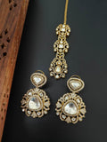 Ishhaara Parineeti Chopra Engagement Look Inspired Kundan Jhumka Earrings Set With Mang Tikka