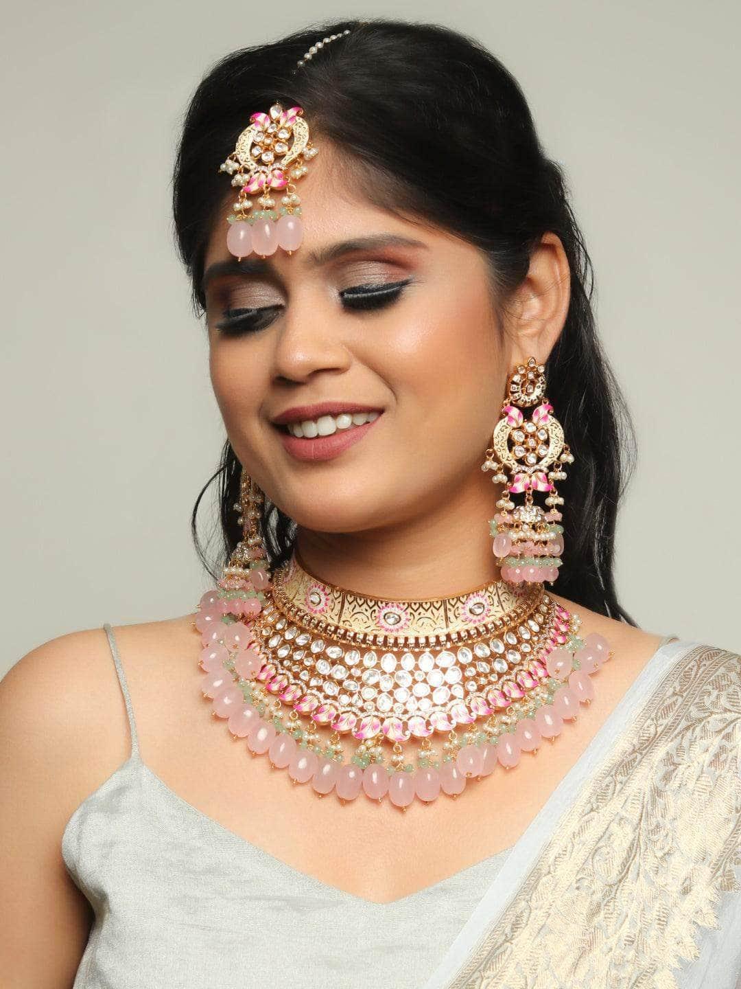 Ishhaara Pastel Single Tone Choker Necklace Set