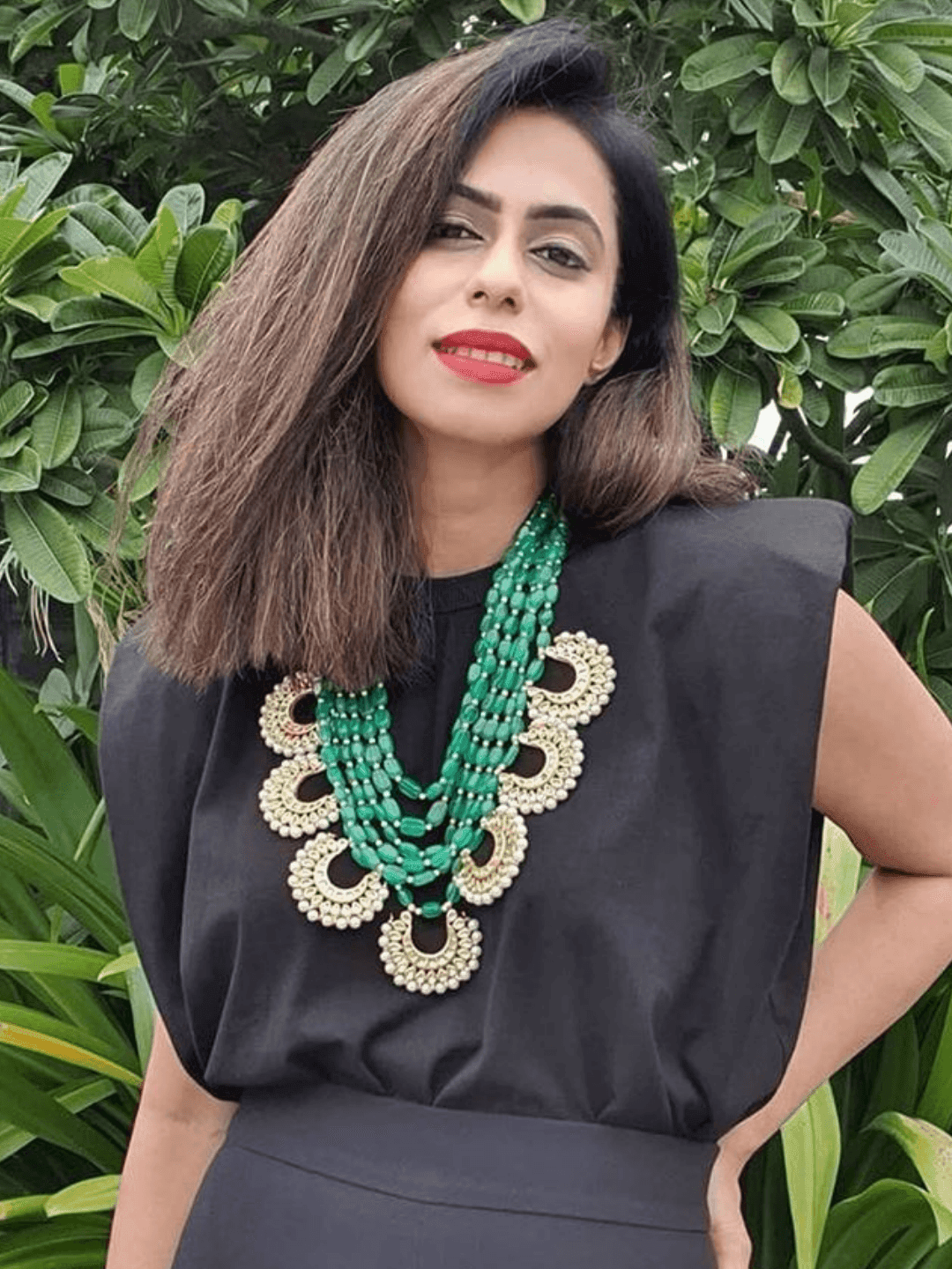 Ishhaara Pavitra Sagar In Layered Chandbali Pendant Necklace