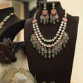 Ishhaara 2 Side Pendant Polki Necklace Set