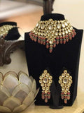 Ishhaara Peach Big Kundan Necklace With Multi Beads