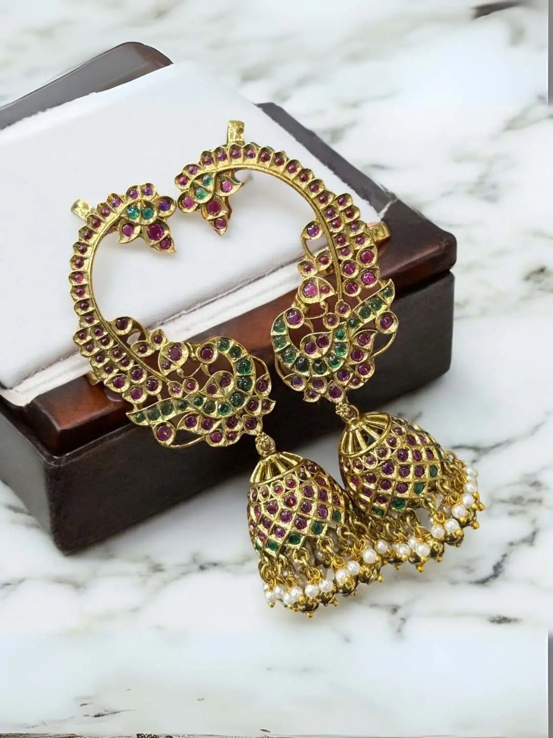 Ishhaara Peacock Design Multi Stone Ear Cuff