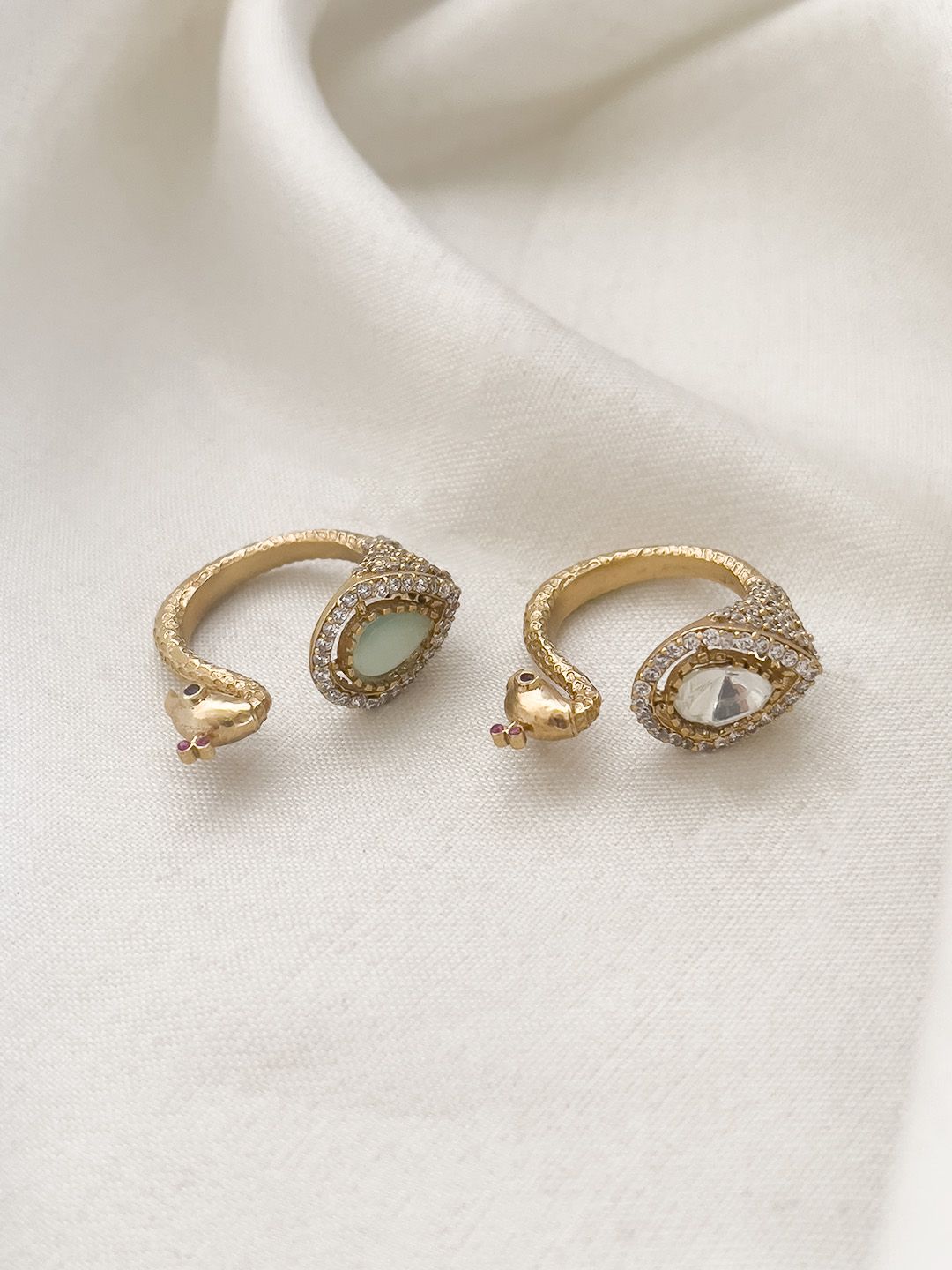 Ishhaara Peacock Designed Stone Studded Ring