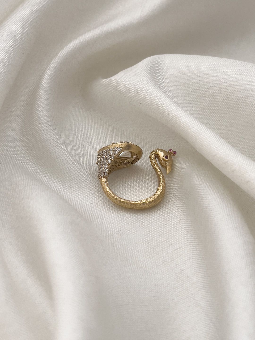 Ishhaara Peacock Designed Stone Studded Ring