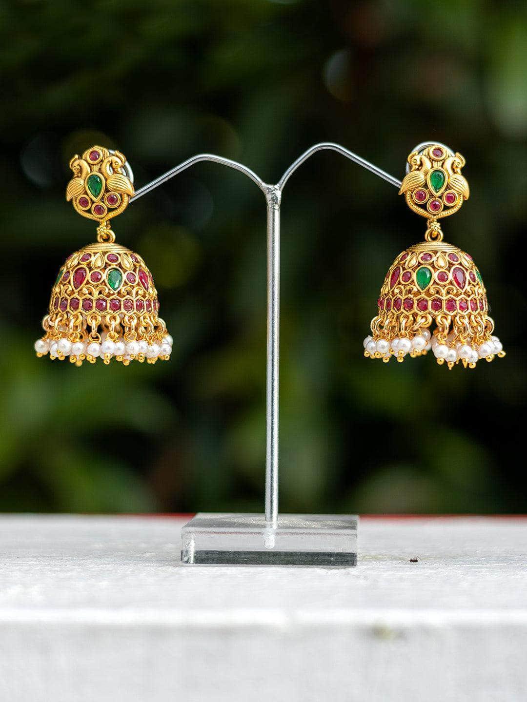 Ishhaara Peacock Embossed Jhumka