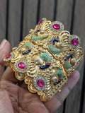 Ishhaara Peacock Feather Ruby Diamond Gold Bangles