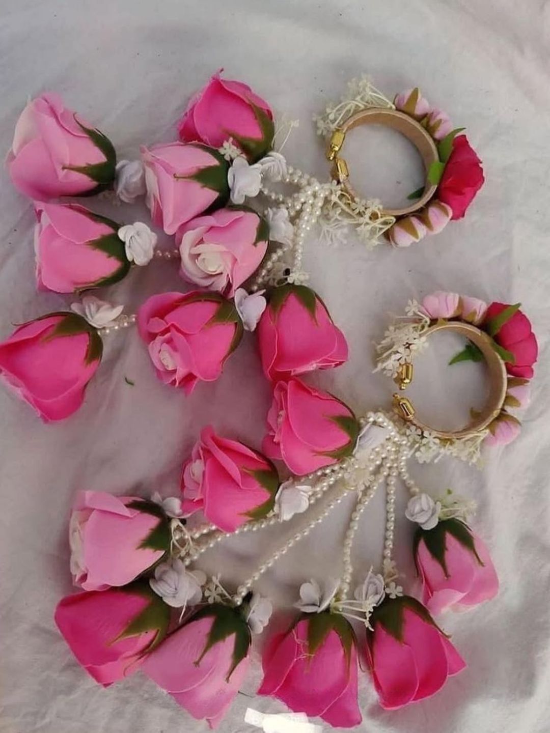 Ishhaara Pearl And Pink Roses Studded Floral Kaleera