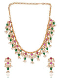 Ishhaara Pearl And Kemp Necklace With Earrings