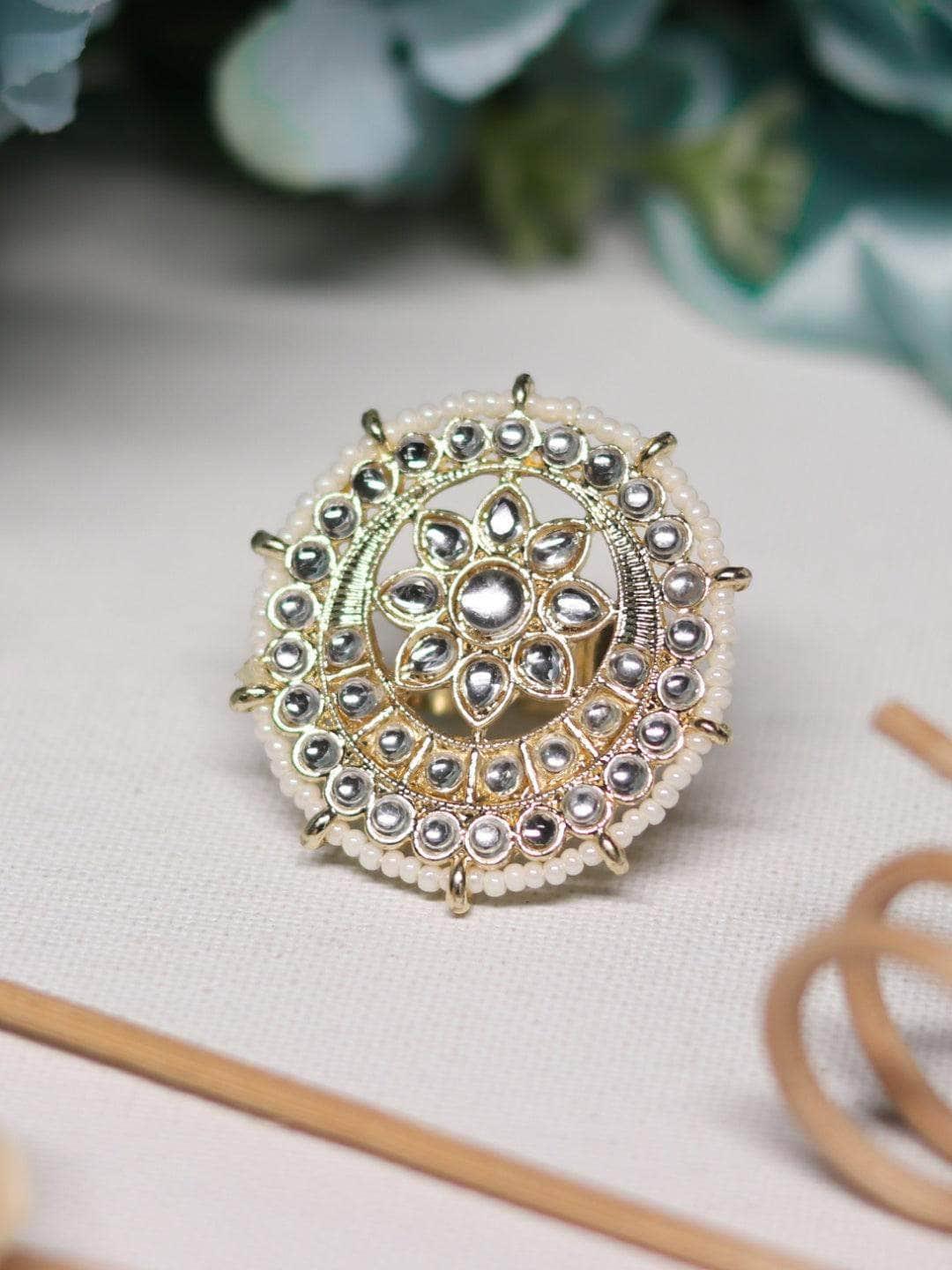 Ishhaara Pearl And Polki Round Ring