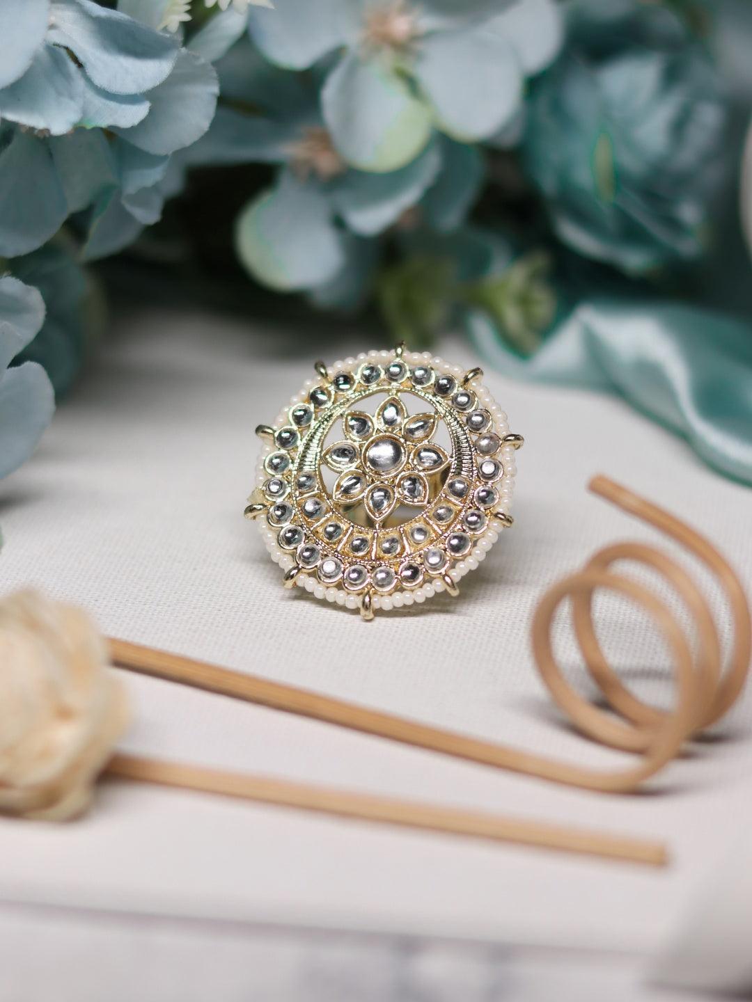 Ishhaara Pearl And Polki Round Ring