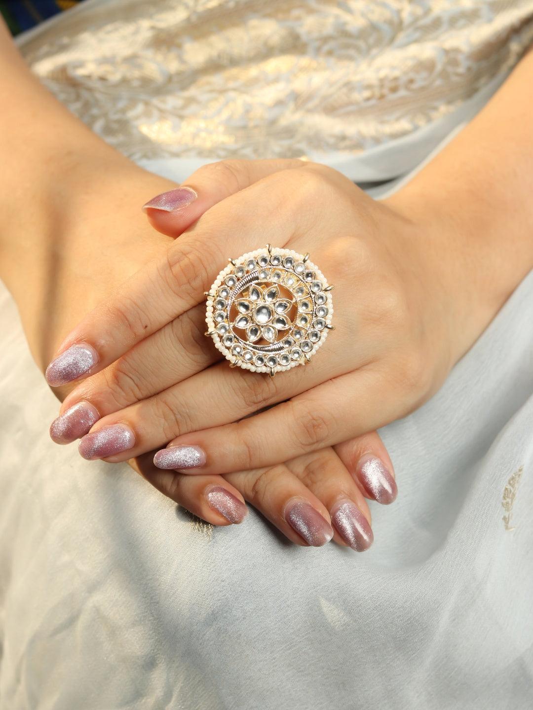 Ishhaara Pearl And Polki Round Ring