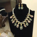 Ishhaara Pearl Split Multi Stone Simple Necklace
