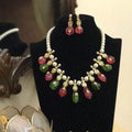 Ishhaara Pearl Split Multi Stone Simple Necklace