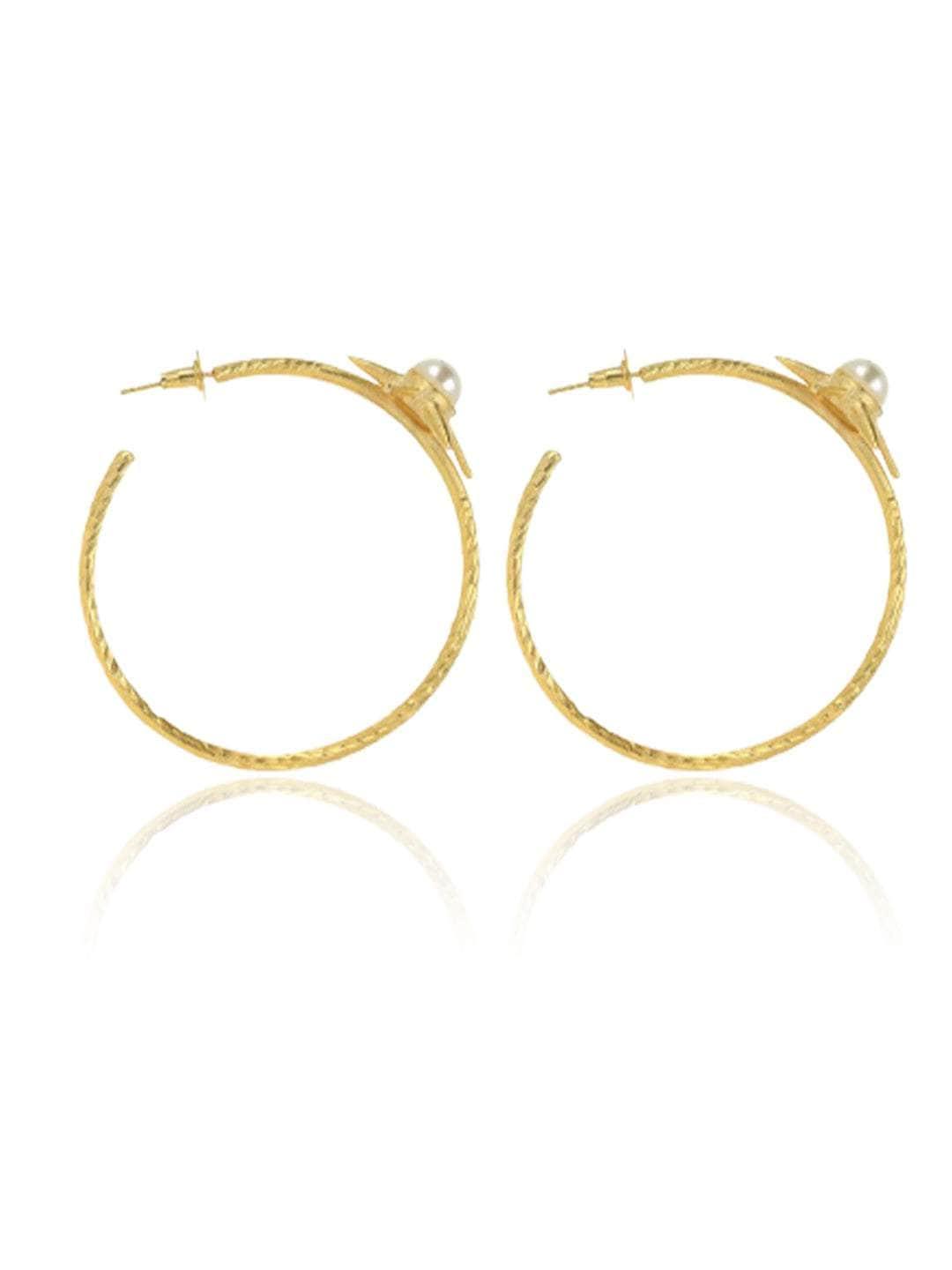 Ishhaara Pearl Sunflower Big Hoop Earring