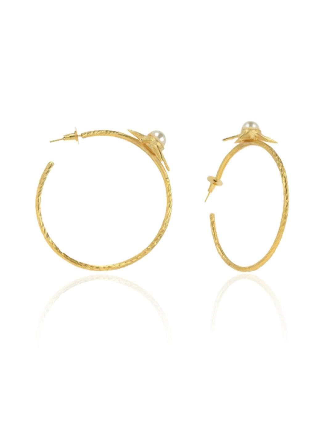 Ishhaara Pearl Sunflower Big Hoop Earring