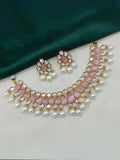 Ishhaara Pink  Kundan And Beads Studded Choker Necklace Set