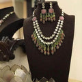 Ishhaara 2 Side Pendant Polki Necklace Set