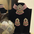Ishhaara Aayushi In Drop Stone Multi Bead Choker Necklace Set