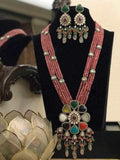 Ishhaara Big Precious Stone Pendant Long Necklace