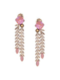 Ishhaara Crystal Double Trail Earrings Pink