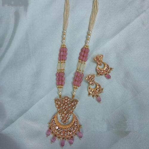 Ishhaara Crystal Kundan Beads Worked Necklace Set