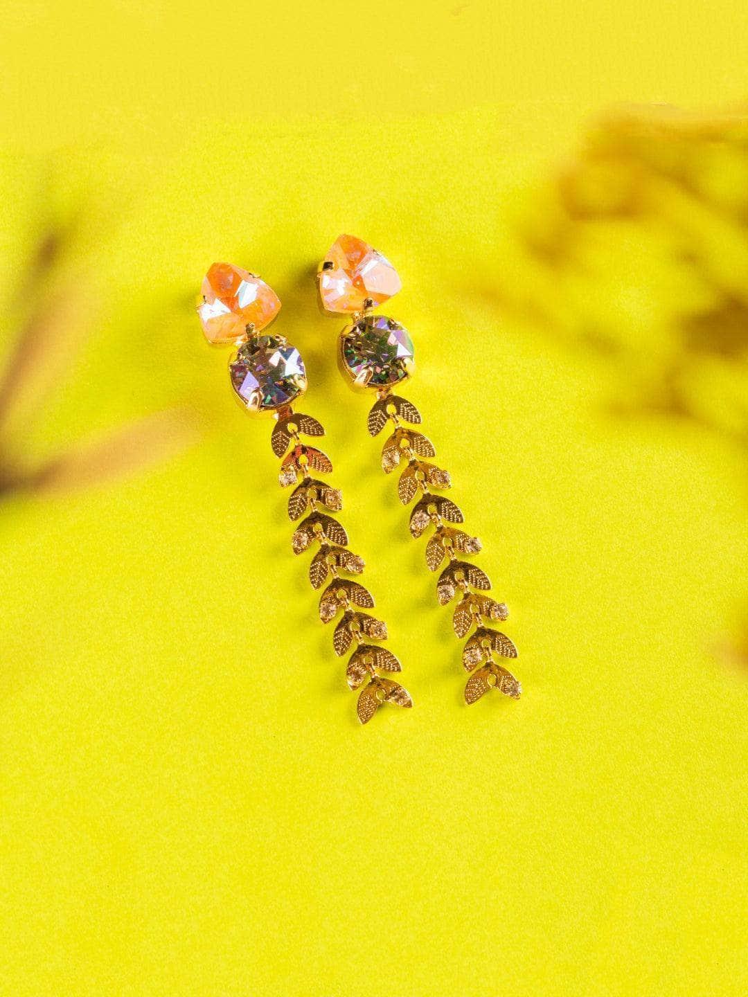 Ishhaara Crystal Trail Earrings Pink