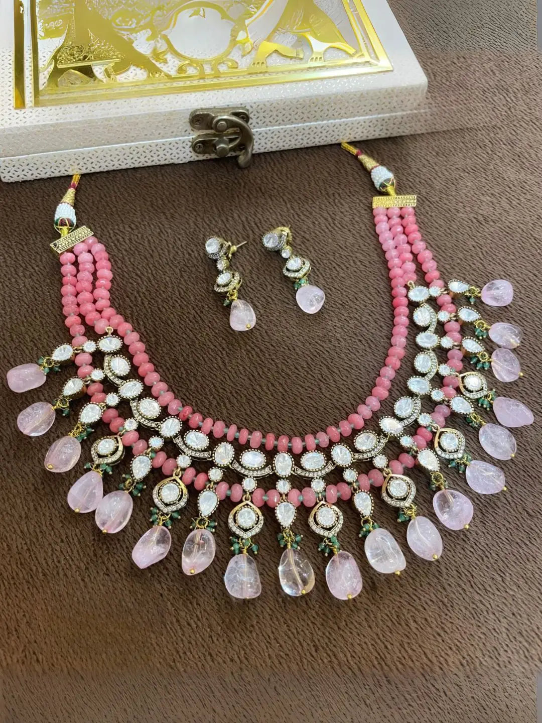 Ishhaara Maroon Elegant Kundan Studded Layered Choker Necklace