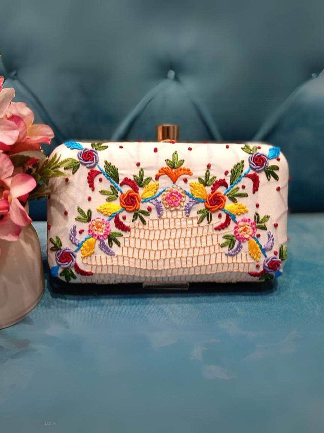 Ishhaara Pink Floral Clutch
