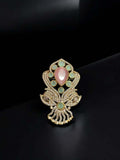 Ishhaara Pink Gold Embellished Victorian Heart Brooch