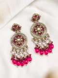 Ishhaara Pink Gold Plated Traditional Handcrafted Earrings