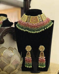 Ishhaara Golden Stencil Meena Multi Layered Coral Set