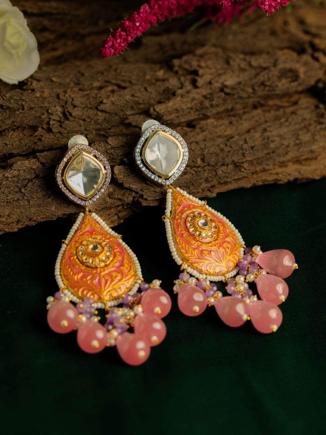 Ishhaara Hand Painted Meenakari Monalisa Beeds Earring