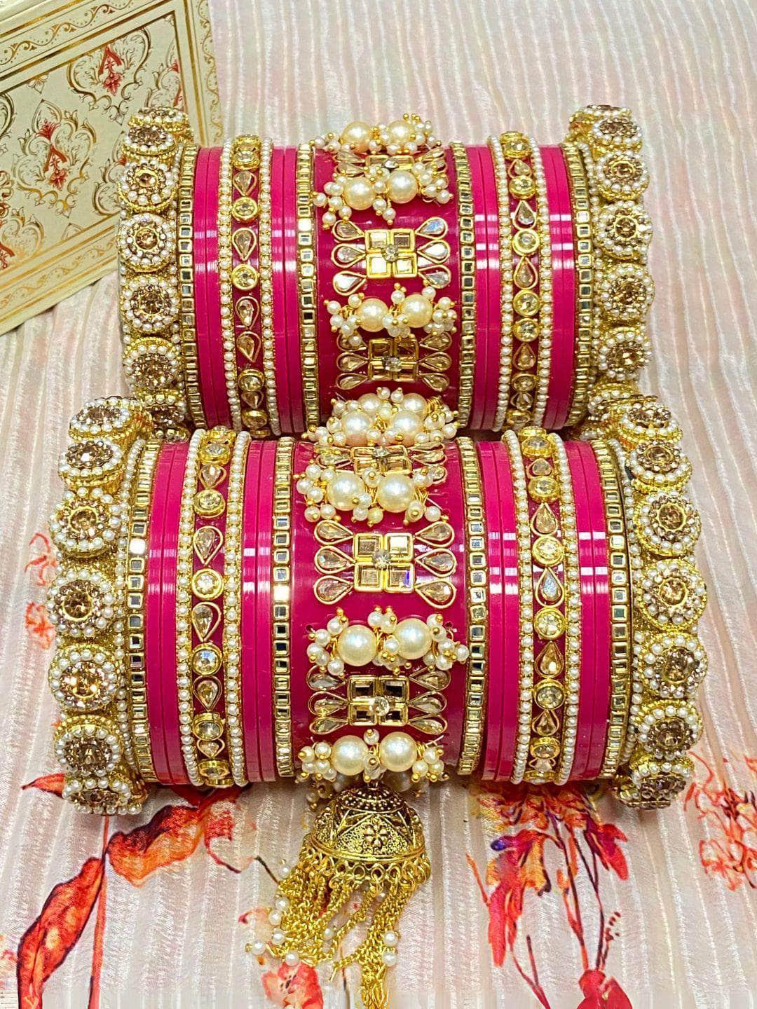 Pink Indian Wedding Bangles Set Baby Pink Bridal Punjabi Bangles