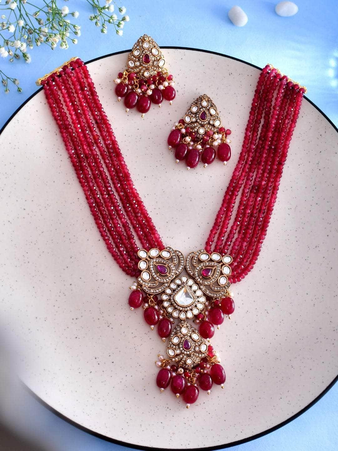 Ishhaara Kundan Crystal Choker Set Red