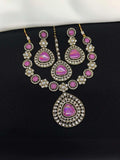 Ishhaara Pink Kundan Design Stone-Studded Necklace